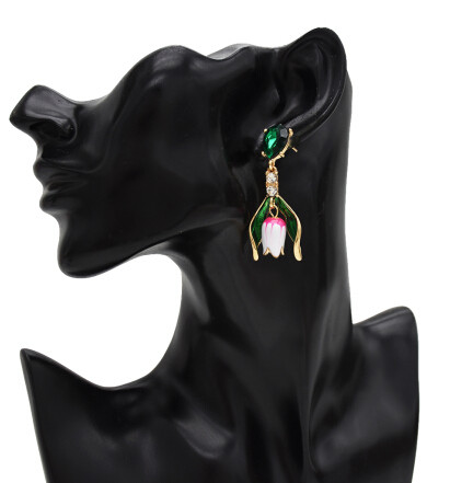 E-5406 Elegant Flower Shape Crystal Drop Earrings for Women Bridal Wedding Party Summer Jewelry