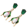 E-5406 Elegant Flower Shape Crystal Drop Earrings for Women Bridal Wedding Party Summer Jewelry