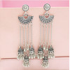 E-5408 Indian Vintage Silver Gold Long Tassel Statement Jhumka Earrings With Birdcage For Women Party Ethnic Jewelry