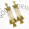 E-5408 Indian Vintage Silver Gold Long Tassel Statement Jhumka Earrings With Birdcage For Women Party Ethnic Jewelry
