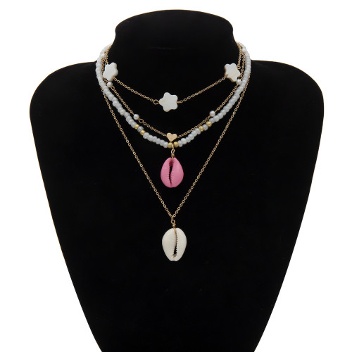 N-7274 Fashion beaded transparent rough alloy necklace shell pendant ladies party jewelry
