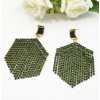 E-5409  4 Colors Big Women Rhinestone Beaded Statement Drop Earrings for Bridal Wedding Party Jewelry