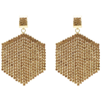 E-5409  4 Colors Big Women Rhinestone Beaded Statement Drop Earrings for Bridal Wedding Party Jewelry