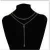 N-7277 Fashion Double Layers Gold Silver Long Tassel Pendant Necklaces for Women Party Jewelry
