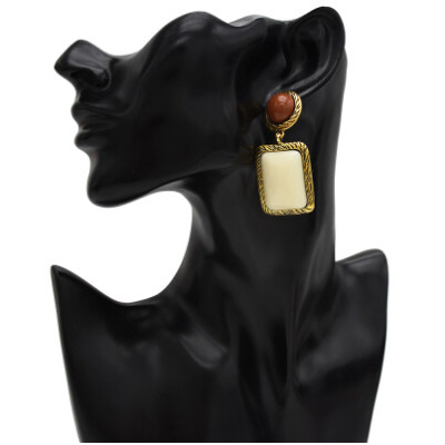 E-5413 2 Colors Contrast Square Acrylic Fashion Dangle Earrings For Women Wedding Party Jewelry