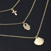 N-7278 Fashion Gold Metal Sea Shell Pendant Necklaces Multilayer Link Chains Necklace For Women Summer Jewelry