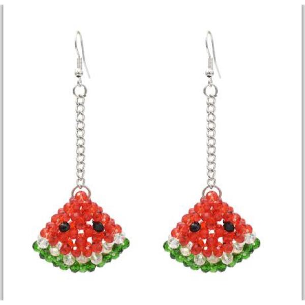 E-5414 Cute Acrylic Beads Watermelon Chili Drop Earrings for Women Party Summer Jewelry