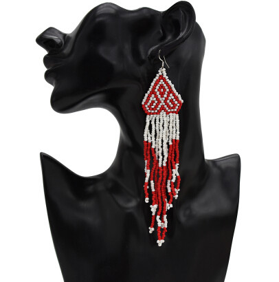 E-5418 Long Tassel Resin Beads Drop Earrings Women's Multilayer Earring for Bride Jewelry Valentine's Day Gift