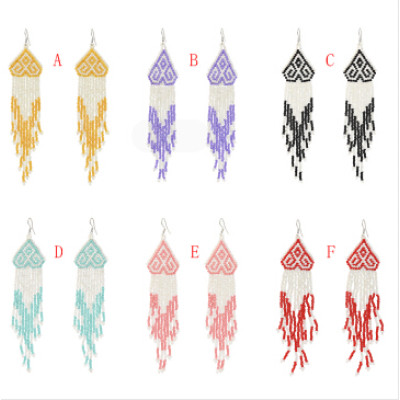 E-5418 Long Tassel Resin Beads Drop Earrings Women's Multilayer Earring for Bride Jewelry Valentine's Day Gift