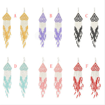 E-5418 Long Tassel Resin Beads Drop Earrings Women's Multilayer Earring for Bride Jewelry Valentine's Day Gift