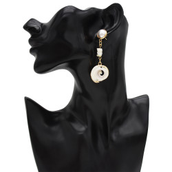 E-5417 Bohemian Metal conch Pearl Alloy Shell Pendant Drop Hoop Earrings for Women Summer Beach Jewelry