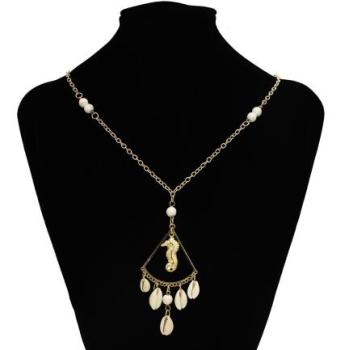 N-7283 3 Color Fashionable Seahorse Shell Turquoise Alloy Necklace  Pendant Party Jewelry