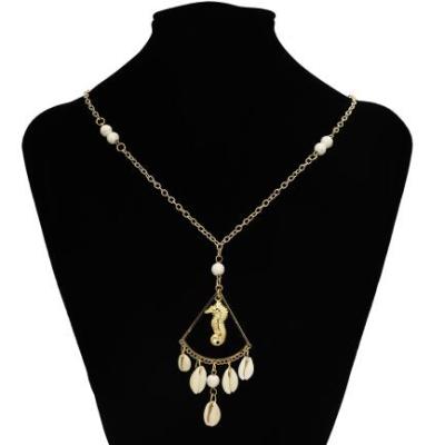 N-7283 3 Color Fashionable Seahorse Shell Turquoise Alloy Necklace  Pendant Party Jewelry