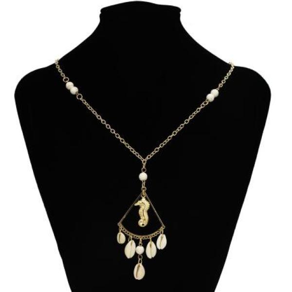 N-7283 3 Color Fashionable Seahorse Shell Turquoise Alloy Necklace  Pendant Party Jewelry