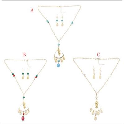 N-7283 3 Color Fashionable Seahorse Shell Turquoise Alloy Necklace  Pendant Party Jewelry