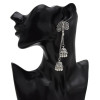 E-5422 Indian Big Flower Gold Silver Bells Long Tassel Jhumka Earrings For Women Wedding Party Jewelry