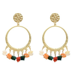 E-5427 5 Colors Fashion Gold Metal Colorful Stone Beaded Earrings for Women Wedding Party Statement Jewelry