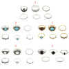 R-1417  5 Styles Vintage Silver Metal Acrylic Finger Ring Sets for Women Boho Wedding Party Jewelry