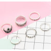 R-1417  5 Styles Vintage Silver Metal Acrylic Finger Ring Sets for Women Boho Wedding Party Jewelry