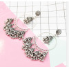 E-5434 Vintage Palace Silver Zamak Indian Bells Tassel Earrings With Birdcage For Women Jewellry