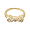 R-0158 2-COLOUR FASHION BOW DIAMOND CRYSTAL RING WEDDING RING BRIDE