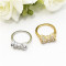 R-0158 2-COLOUR FASHION BOW DIAMOND CRYSTAL RING WEDDING RING BRIDE