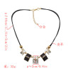 N-3872 Multicolor Stylish Geometric Crystal Pendant Necklace Adjustable Women's Jewelry