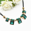 N-3872 Multicolor Stylish Geometric Crystal Pendant Necklace Adjustable Women's Jewelry