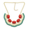N-3001 Multicolor Stylish Geometric Crystal Pendant Necklace Acrylic Adjustable Women's Jewelry