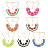 N-3001 Multicolor Stylish Geometric Crystal Pendant Necklace Acrylic Adjustable Women's Jewelry