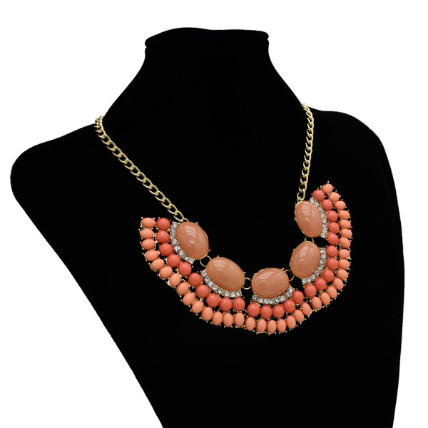 N-3001 Multicolor Stylish Geometric Crystal Pendant Necklace Acrylic Adjustable Women's Jewelry