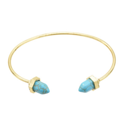 B-0621 Fashion Silver Gold Metal Acrylic Stone Open Cuff Bangles for Women Party Jewelry