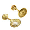 E-5435 Vintage Silver Gold Bronze Metal Shell Pearl Drop Dangle Earrings for Women Beach Party Jewelry