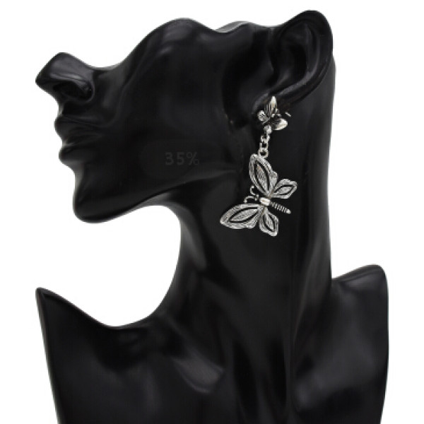E-5436 Unique Gypsy Antique Gold Silver Metal Long Fringe Drop Earrings For Women Birthday Animal Bee Flower Shape Statement Earring