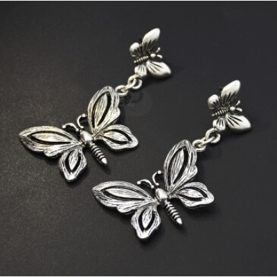 E-5436 Unique Gypsy Antique Gold Silver Metal Long Fringe Drop Earrings For Women Birthday Animal Bee Flower Shape Statement Earring