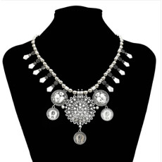 N-5629 Vintage Gold Silver Coin Beaded Statement Necklaces for Women Party Jewelry