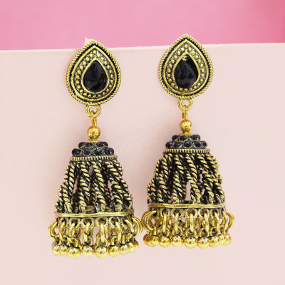E-5438 Unique Gypsy Antique Gold Silver Metal Long Fringe Drop Earrings For Women Birthday Statement Earring
