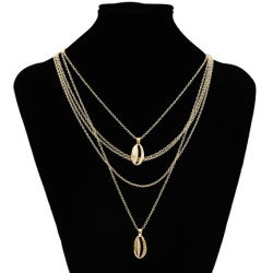 N-7286 Fashion Multi-layers Gold Chain Shell Pendant Necklaces for Women Boho Summer Beach Jewelry
