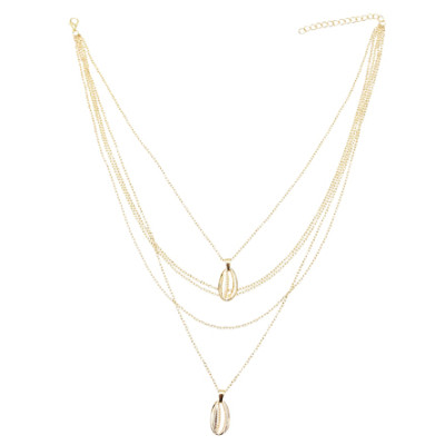 N-7286 Fashion Multi-layers Gold Chain Shell Pendant Necklaces for Women Boho Summer Beach Jewelry