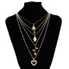 N-7288 2 Styles Women Gold Chain Multilayers Leaf Cross Heart Egyptian Pharaoh Pendant Necklaces Party Jewelry
