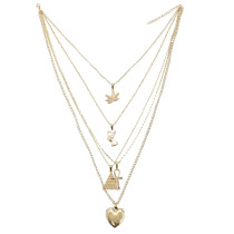 N-7288 2 Styles Women Gold Chain Multilayers Leaf Cross Heart Egyptian Pharaoh Pendant Necklaces Party Jewelry
