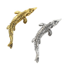 P-0443 Vintage Gold Silver Metal Fish Brooches for Women Men Dress Suit Fashion Party Accessories