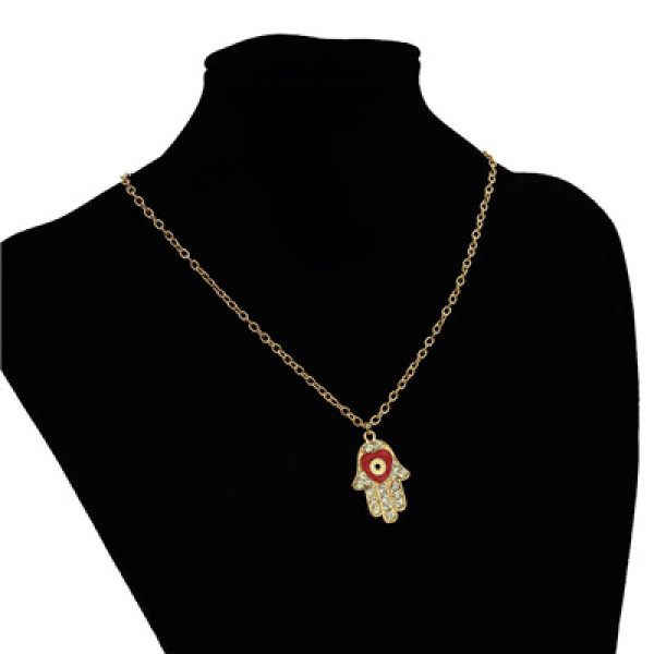 N-2796 New Fashion Gold Chain Rhinestone Finger shape Pendant Unique Necklace For Women Party Jewelry