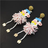 E-5441 Rice Beads Animal Earrings Cute Party Tassel Earrings