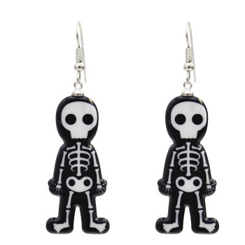 E-5445 4 Styles Black Acrylic Skull Drop Earrings for Women Halloween Party Jewelry Gift