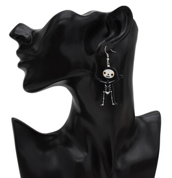 E-5445 4 Styles Black Acrylic Skull Drop Earrings for Women Halloween Party Jewelry Gift