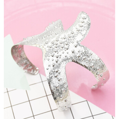 B-0989 New Fashion Gold Silver Metal Starfish Open Cuff Bangles For Women Summer Party Jewelry Gift