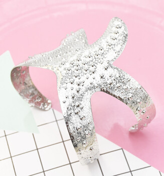 B-0989 New Fashion Gold Silver Metal Starfish Open Cuff Bangles For Women Summer Party Jewelry Gift