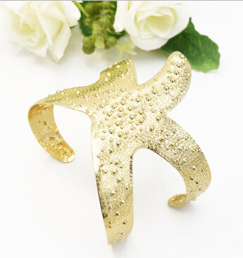 B-0989 New Fashion Gold Silver Metal Starfish Open Cuff Bangles For Women Summer Party Jewelry Gift