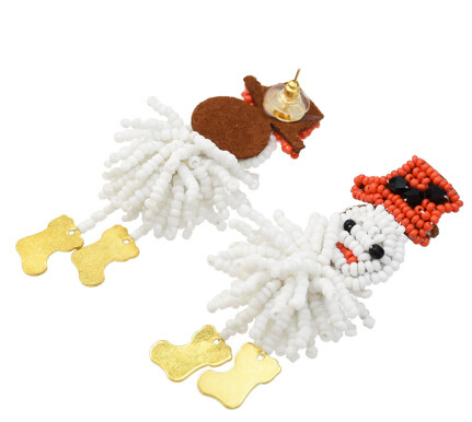 E-5448 Handmade Snowman Resin Beaded Drop Earrings for Women Girl Statement Jewelry Christmas Gift